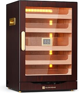 Cigar Humidor Cabinet with Automatic LED Light, Extra Large Size for 250 Cigars, Spanish Cedar Lining, Tight-Seal Magnetic Door, Adjustable Hygrometer, Gift for Cigar Lover