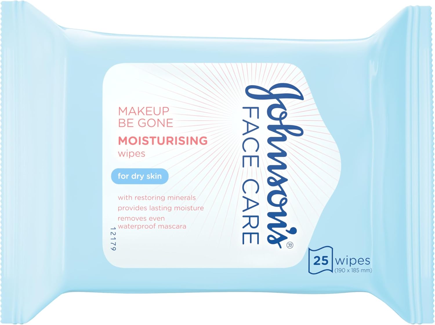 Johnson's Face Care Makeup Moisturising Wipes, Pack of 25 Wipes, packaging may vary