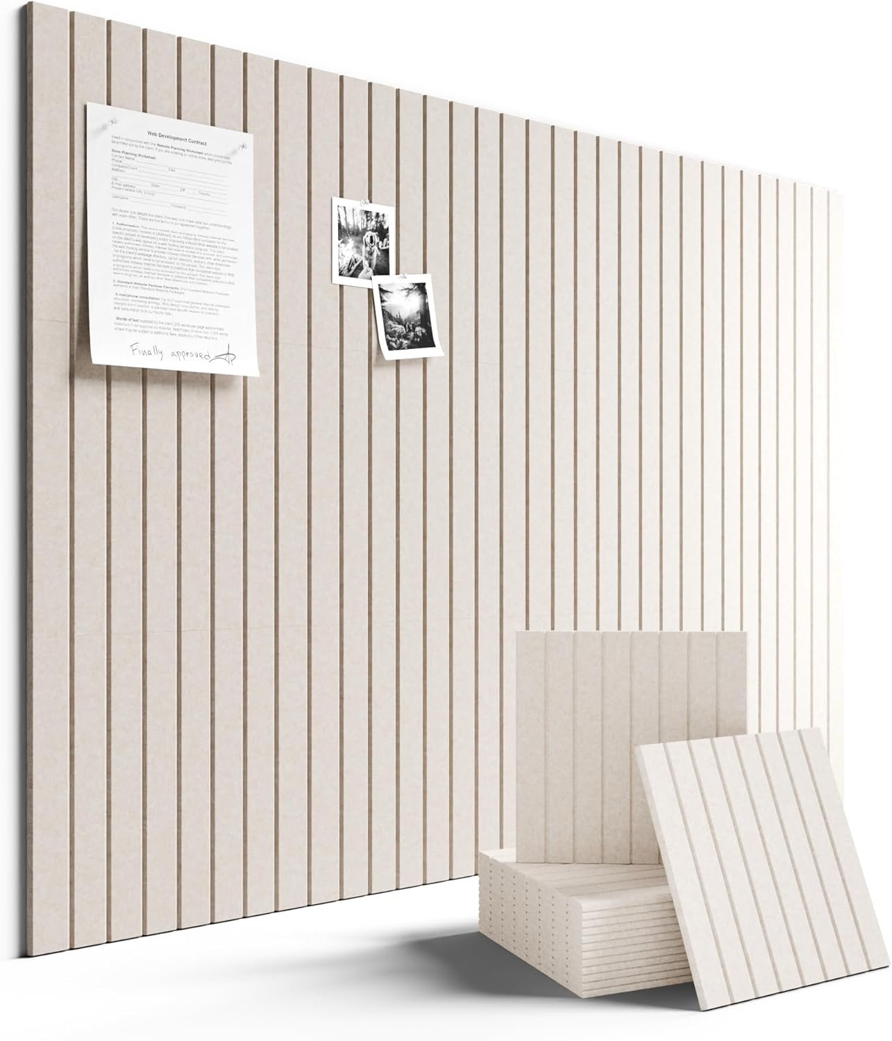 Large Felt Bulletin Board 48" x 36" Cork Board Alternative-12 Pack with 70 Safe Removable Adhesive Tabs, Cork Boards for Walls Cork Board for Home Office Classroom Pin Board (Oatmeal)