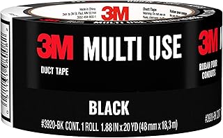 3M Multi-Use Colored Duct Tape, Black with Strong Adhesive and Water-Resistant Backing, Multi-Surface 3M Duct Tape for Indoor and Outdoor Use, 1.88 Inches x 20 Yards, 1 Roll
