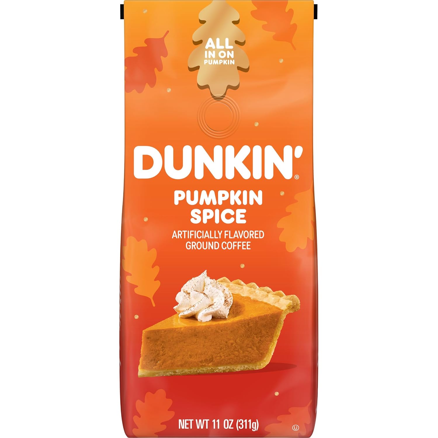 Dunkin' Medium Roast Pumpkin Spice Flavored Ground Coffee, 11 Ounce