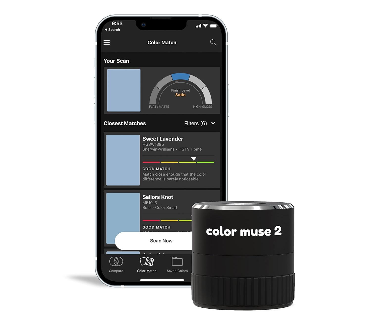 COLOR MUSE 2 Colorimeter Paint Color Matching Tool, Digital Color Values, Sensor, Reader for Paint Matching and Scanner for Painters & Designers