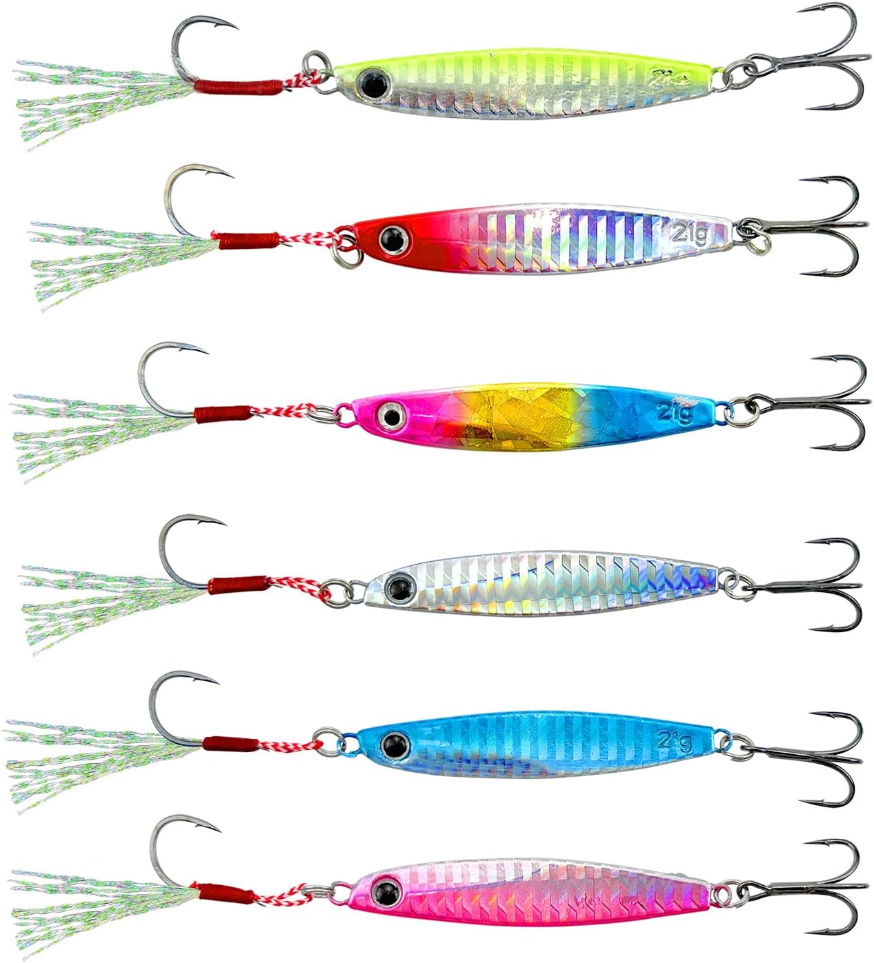 6 PCS Hard Metal Sea Fishing Spinners Set,Spinner Fishing Lures Fishing Spoons Lure Baits for Bass Mackerel Trout 21g