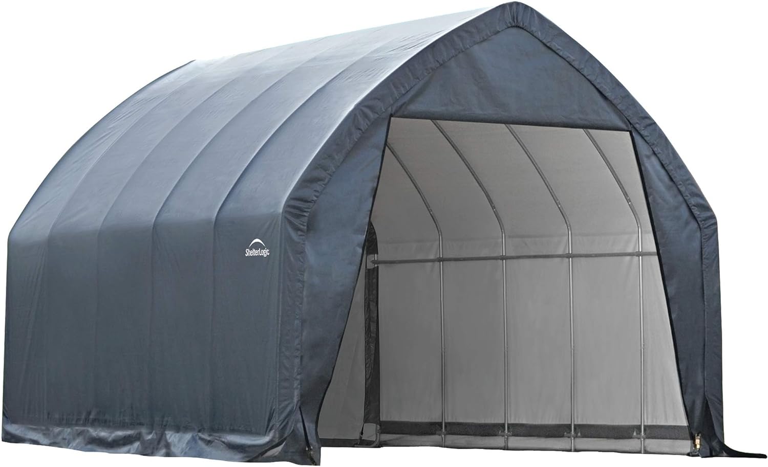 ShelterLogic Garage-in-a-Box Portable Outdoor Garage for SUV and Full-Size Trucks, All-Season Car Canopy Carport with Alpine Style Roof, 13' x 20' x 12', Gray