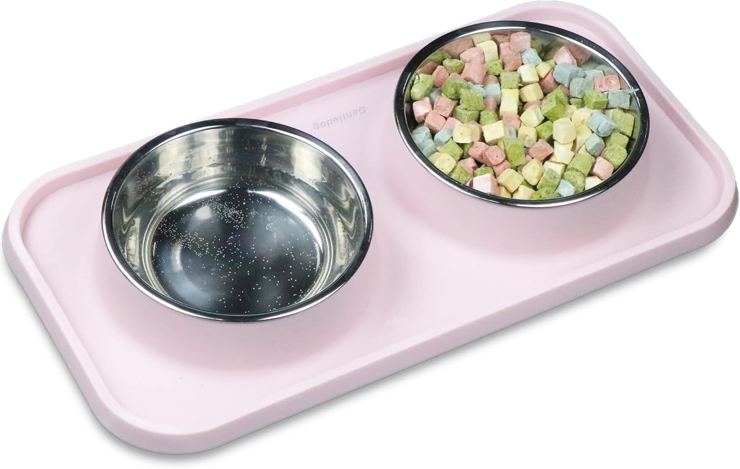 Cat Bowls for Food and Water,Premium Removable Stainless Steel Double Bowls with Non-slip Bottom & Elevated Stand for Pet and Small Dogs,Non-Spill Cat Food Bowls 12 Fluid ounces(354 ml)pink