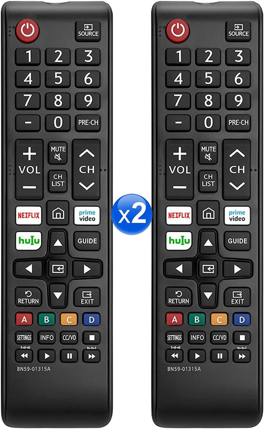 【Pack of 2】 New Universal Remote for All Samsung TV Remote, Replacement Compatible for All Samsung Smart TV, LED/LCD/HDTV/QLED/4K/3D Series TV, Easy Setup Durable Design