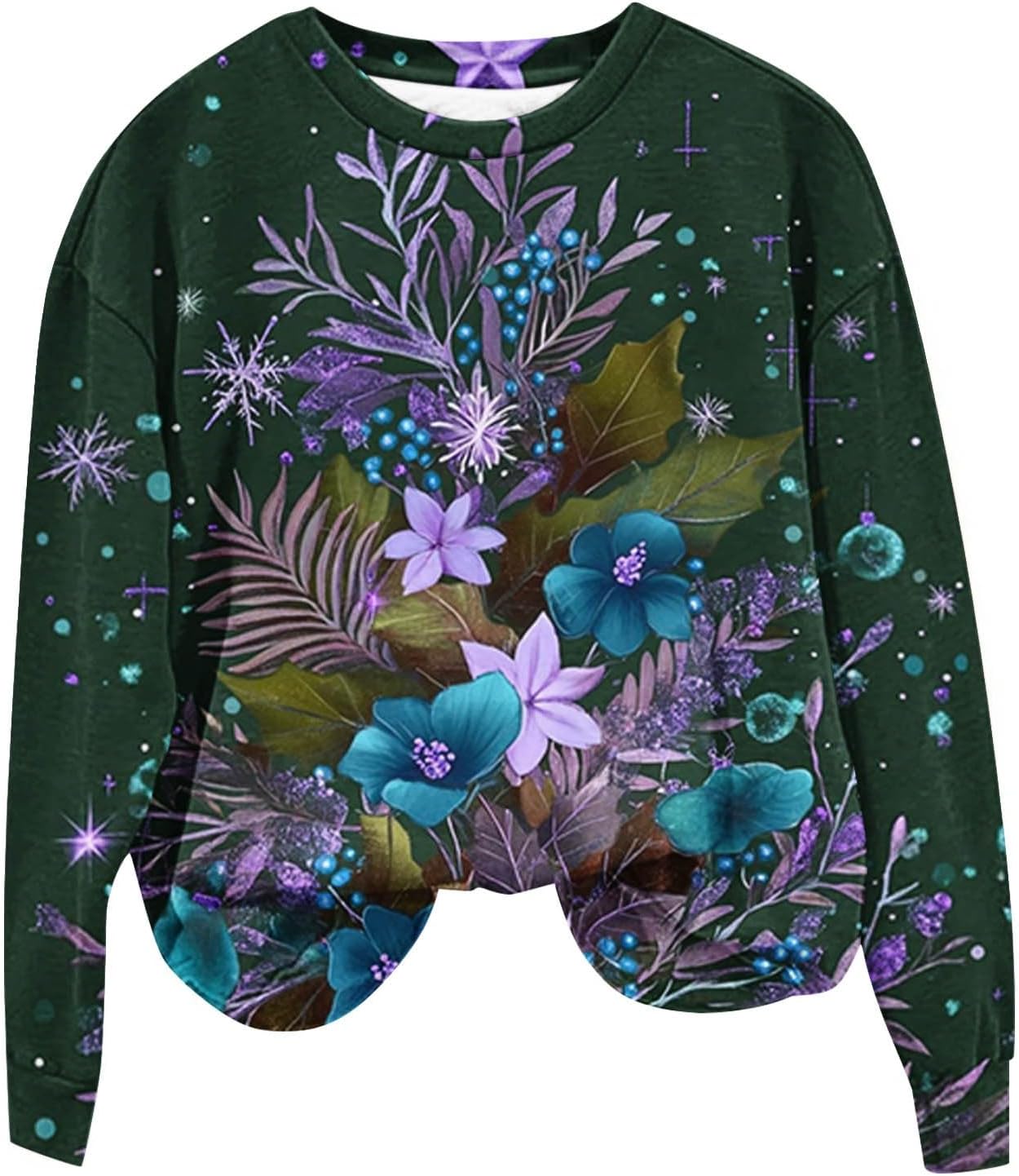 Womens Christmas Tree Sweatshirt Casual Crew Neck Sweatshirt Oversized Sweatshirt for Graphic Trendy Sweatshirts