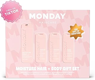 Monday Giftset - Moisture 3oz Shampoo, Conditioner, Body Wash Set & 5.1oz Leave-In Conditioner