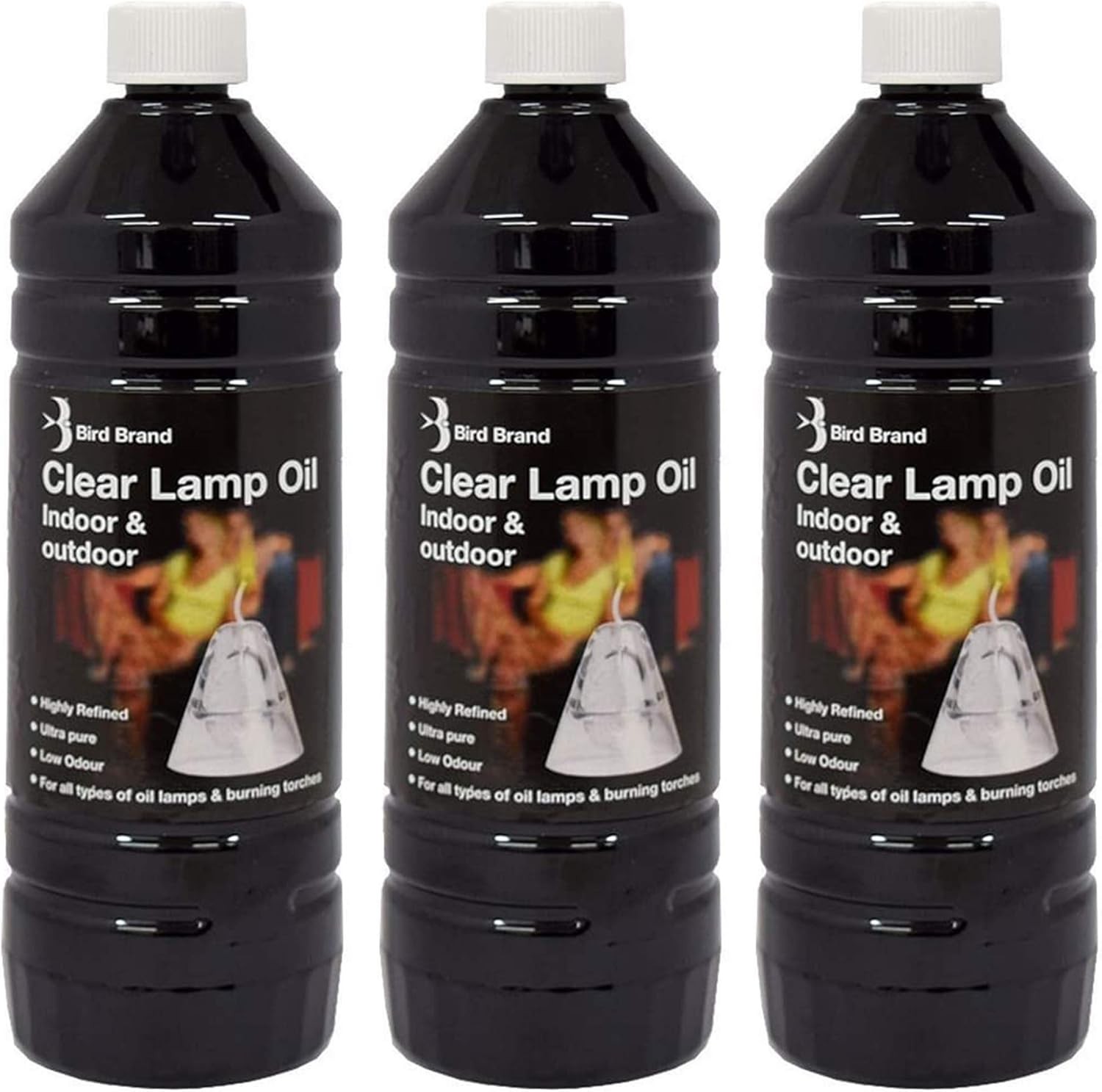 Bird Brand Clear Lamp Oil for Indoor & Outdoor Use, Smokeless Fuel, 3 x 1 Litre