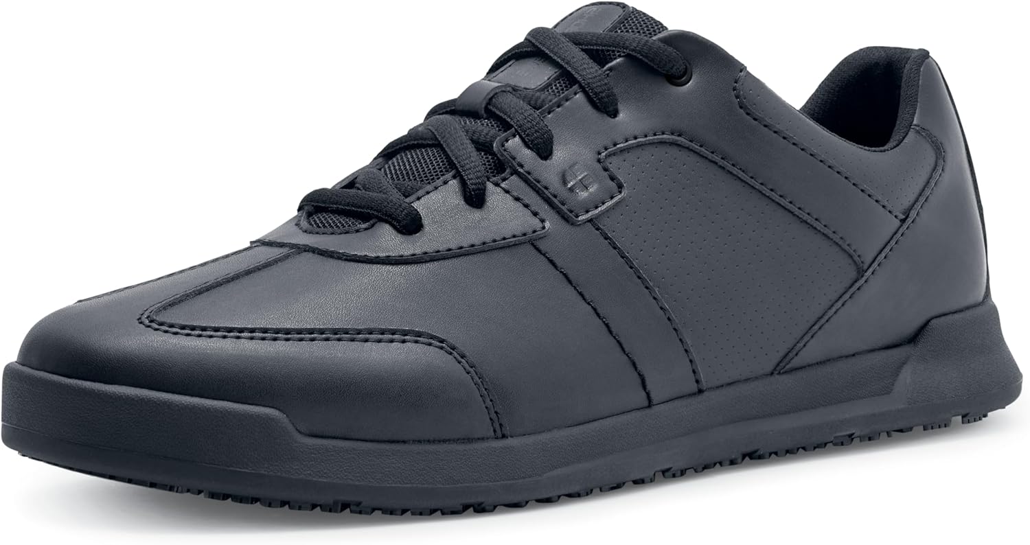 Shoes for Crews Men's Vegan Leather Slip-Resistant Work Sneakers – Comfortable, Water-Repellant, Non-Slip, Removable Insoles, Ideal for Restaurant Catering Kitchen, Chef-Footwear – Freestyle II