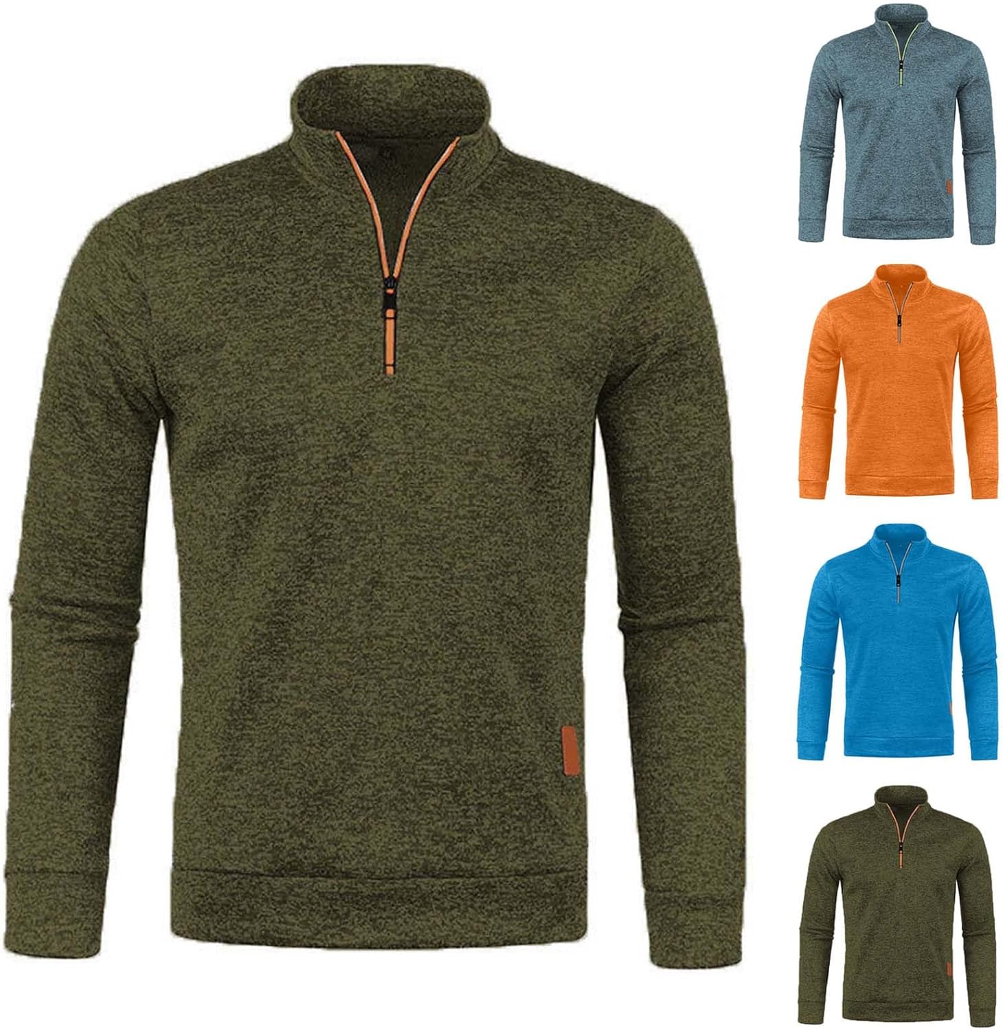 Men's 1/4 Zip Pullover UK Sale Clearance, Fleece Sweatshirt Casual Jumper Long Sleeve T-shirt Top Stand Collar Sweater Plain Pullover Sports Leisure Workwear Quarter Zip Sweater Lightweight Jumpers