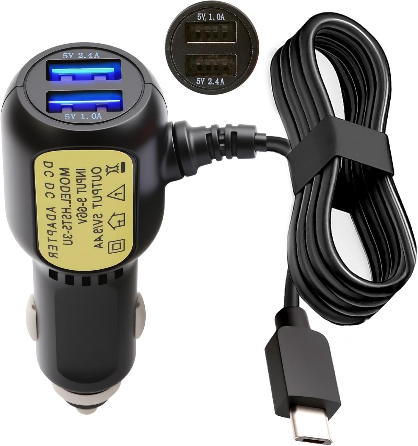 Dash Cam Cable Power Lead Micro USB 12V to 5V Car Charger Adapter with 2 Straight USB Ports 3.5m Wire Long DC 3.5A Power Supply Cable Cord for Dash Cameras Sat Navs GPS Navigation DVR