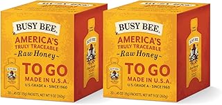 BUSY BEE Raw Honey Packets, 40 Packets Total, USA Wildflower Honey To-Go