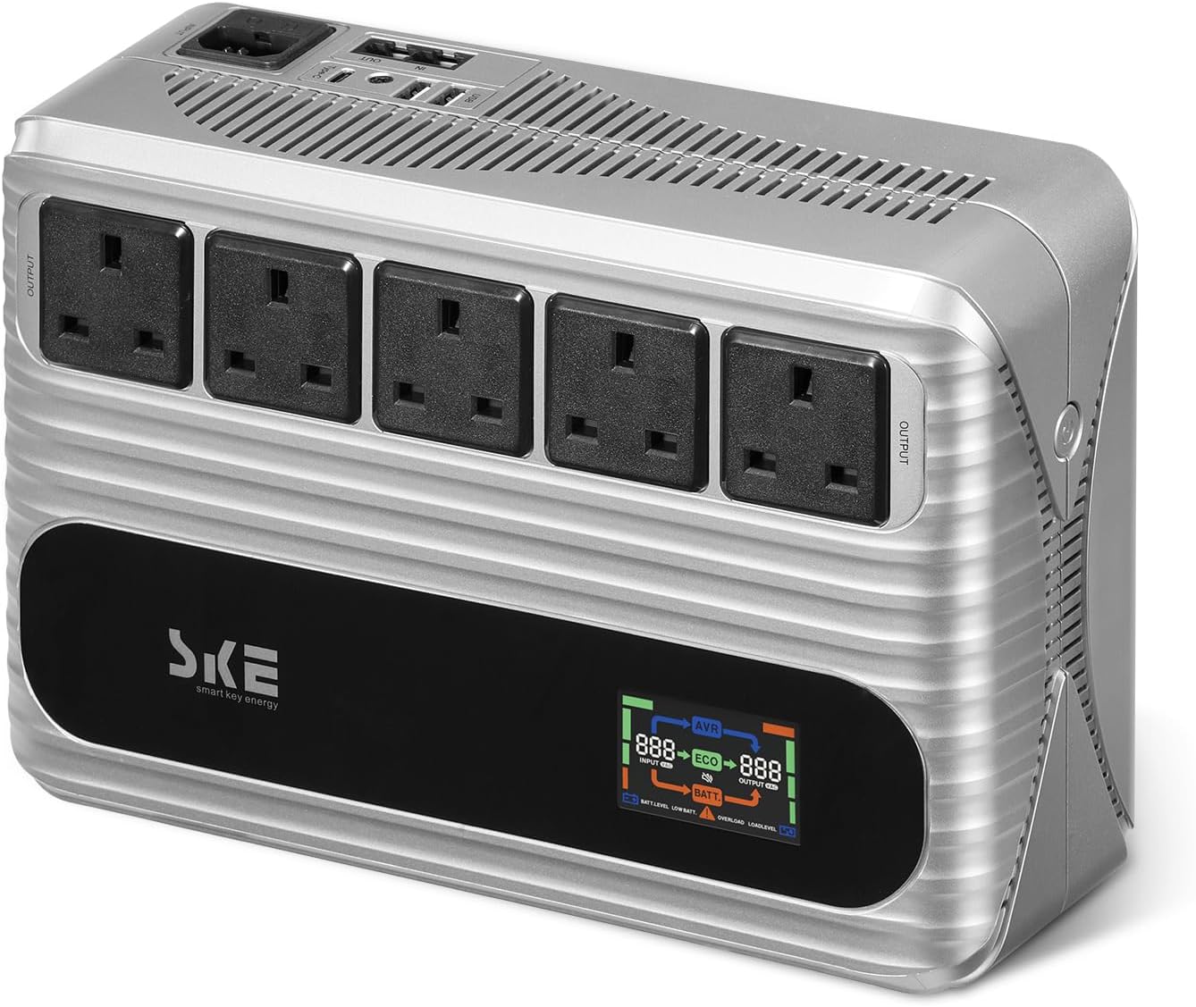 SKE UPS 850VA/480W UPS Power Supply UK Battery Backup & Surge Protector for Router Computer Uninterruptible Power Supply UK