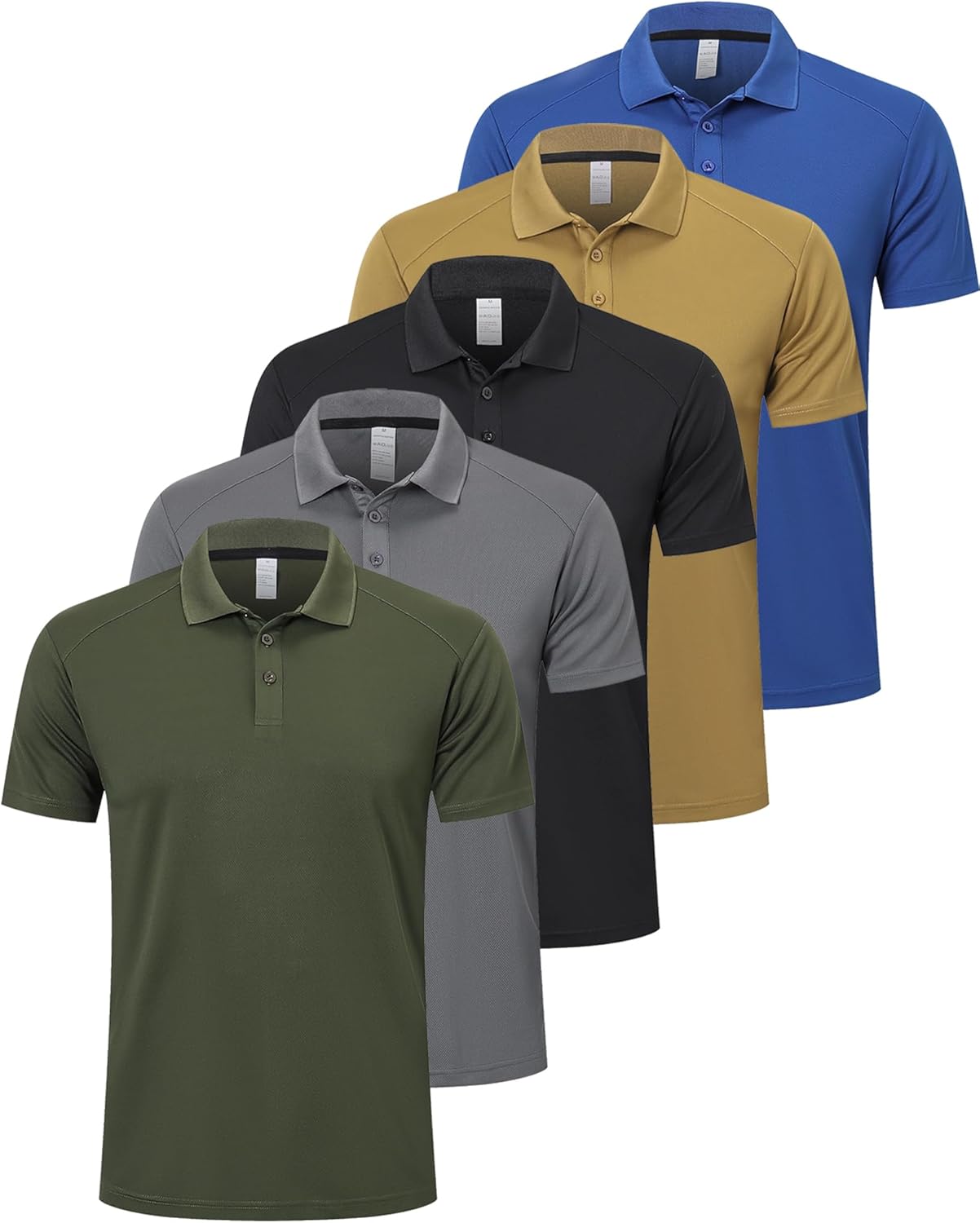 ZENGVEE 1 or 5 Pack Men's Polo Shirts Breathable Quick-Dry Moisture Wicking Workout Golf Gym Sport Polo T Shirts Casual Collared Tennis Top