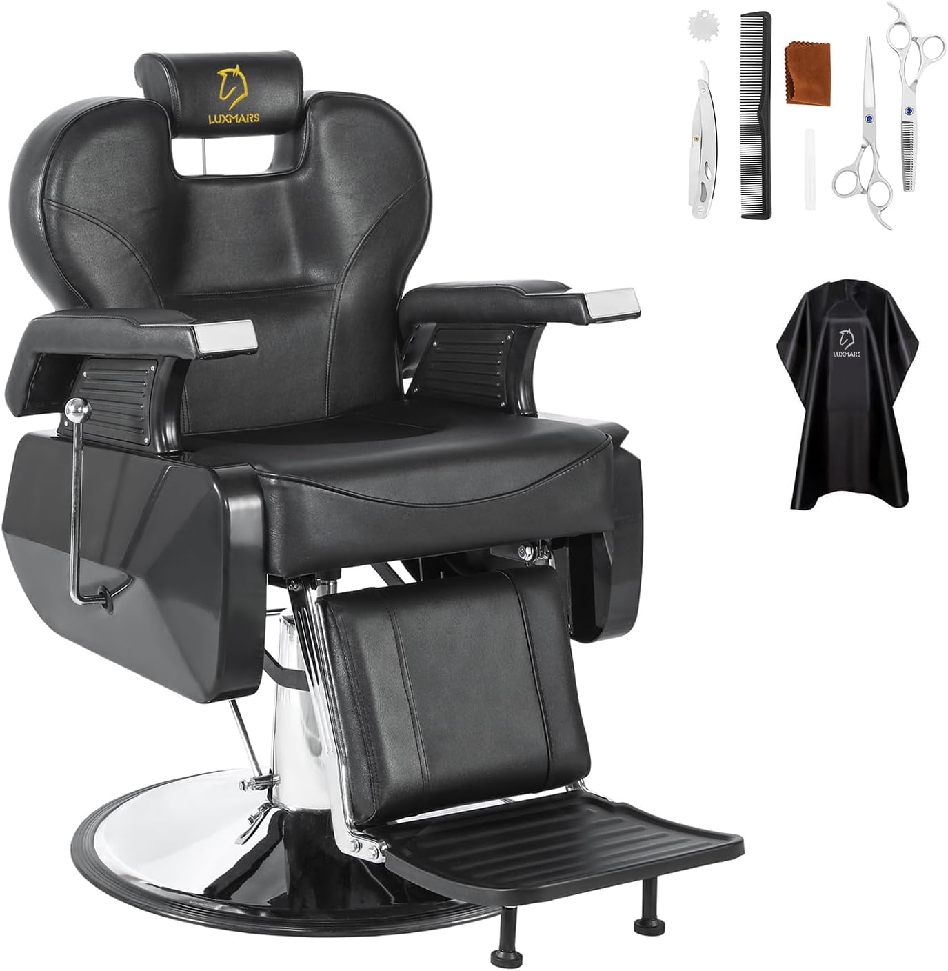Barber Chair Hydraulic Reclining Salon Chair Styling Chairs Hair Chair 360 Degrees Rolling Swivel Barber Chairs for Barbershop Hair Salon Black