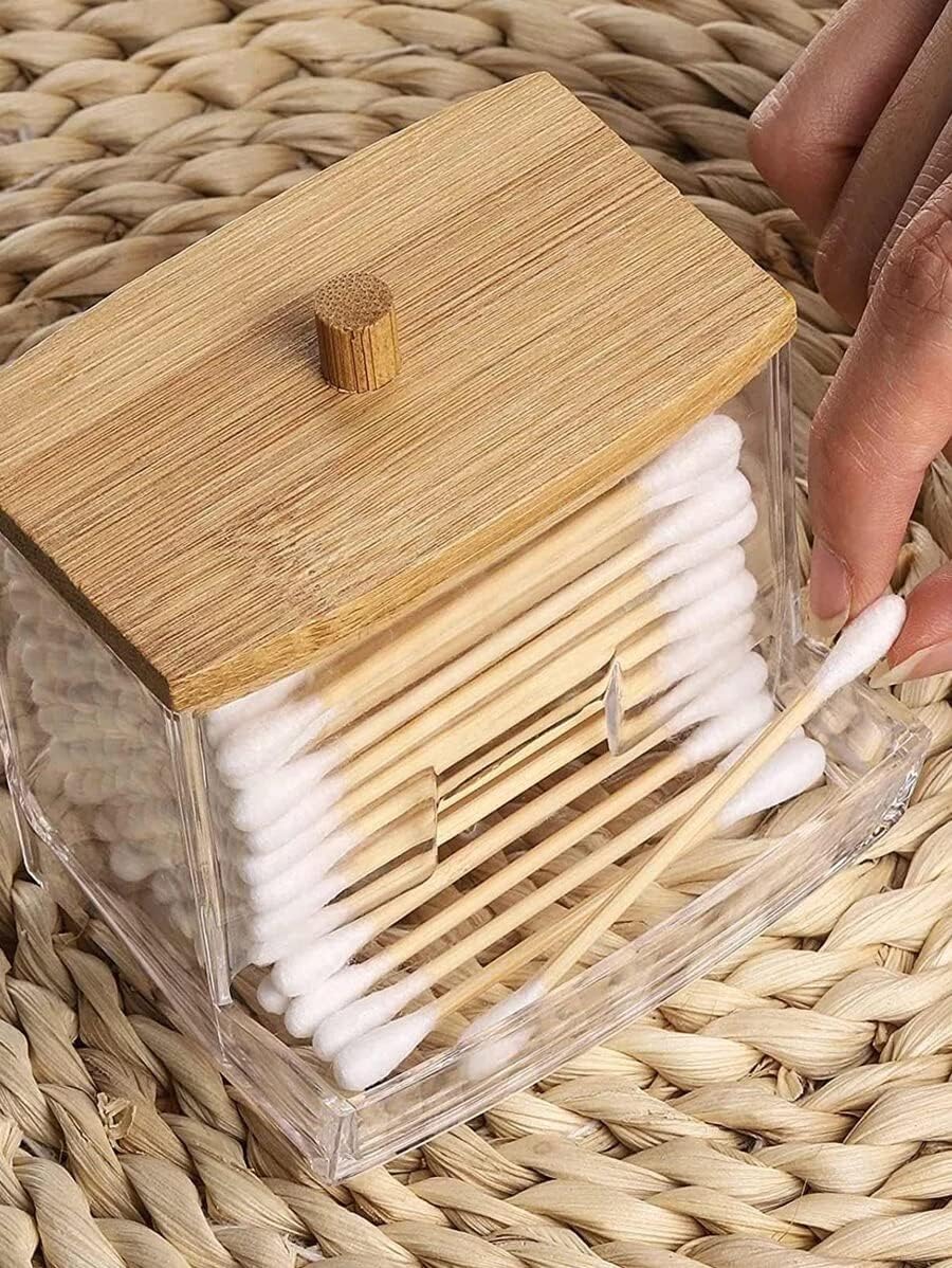RJProducts Cotton bud holder Bedroom Accessories/Makeup Organiser for Makeup Storage Bathroom storage with Cotton Bud Holder, Skincare Organiser Cotton Bud Dispenser fits great with bathroom decor