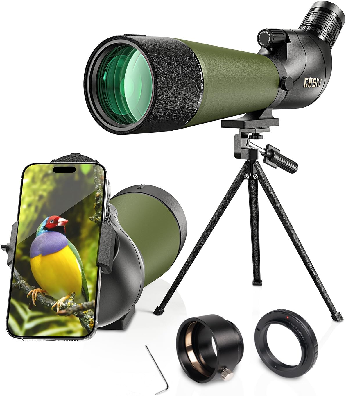 Gosky Updated Newest Spotting Scope - BAK4 Angled Scope for Target Shooting Hunting Bird Watching Wildlife Scenery（Camere adapter compatible with Nikon）