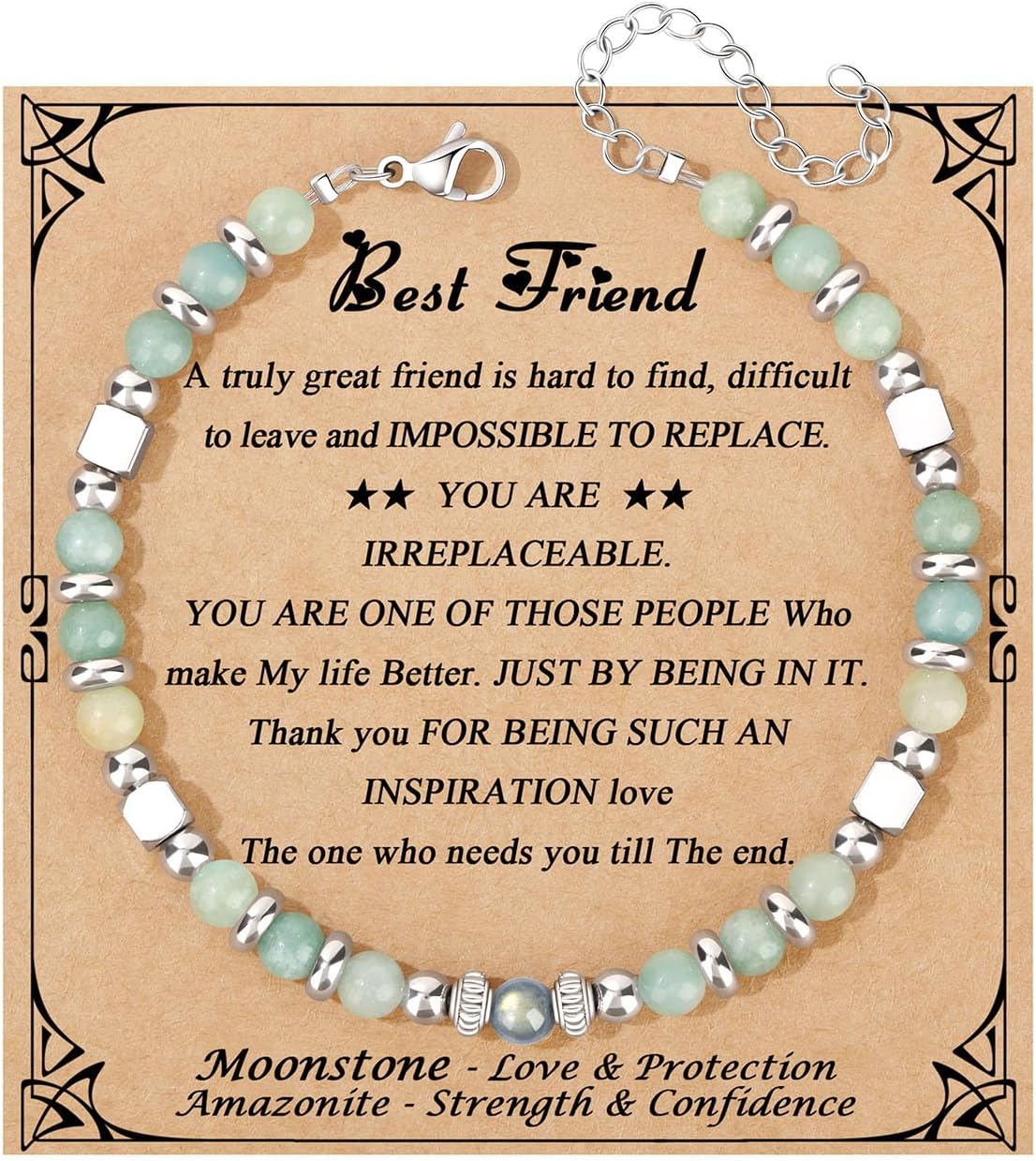 𝗚𝗶𝗳𝘁𝘀 𝗳𝗼𝗿 𝗪𝗼𝗺𝗲𝗻 𝗠𝗼𝗼𝗻𝘀𝘁𝗼𝗻𝗲 𝗕𝗿𝗮𝗰𝗲𝗹𝗲𝘁 Amazonite Colorful Imperial Jasper Stainless Steel Beads Bracelets, Graduation Mothers Day Christmas Birthday Gifts for Her Women