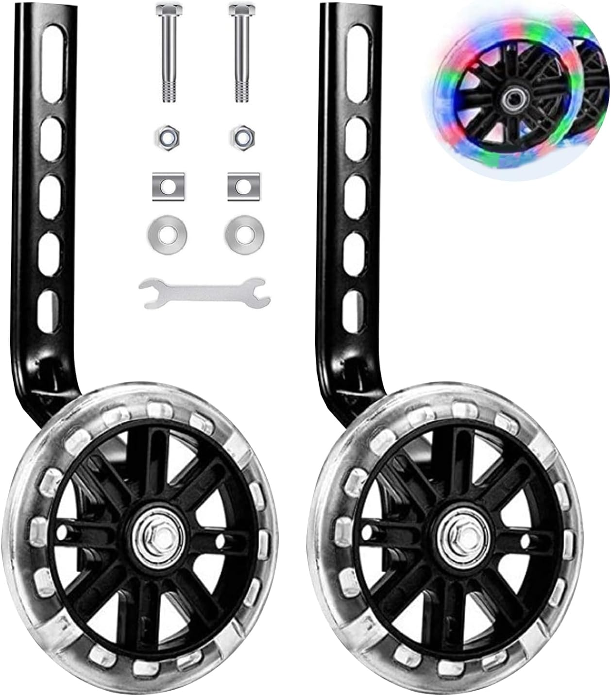 WUBAYI Bike Stabilisers for Childs Bikes,Bicycle Training Flash Wheels for Kids,Children Bike Stabilizers Support Wheels 12 14 16 18 20 Inch with Adjustable Bicycle Stabiliser Mounted Kit