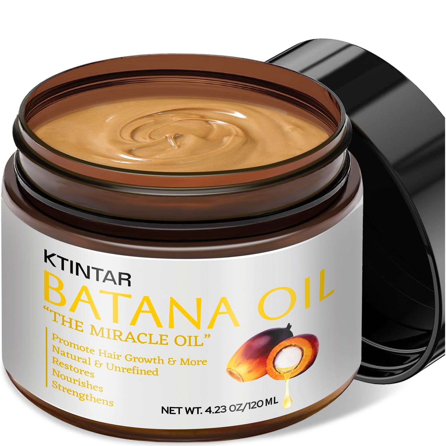 100% Natural Raw Batana Oil for Hair Growth, Unrefined & Organic Dr Sebi Hair Growth Oil From Honduras, Prevents Hair Loss, Eliminates Split Ends, Enhances Thickness 4.23 Fl Oz (Pack of 1)