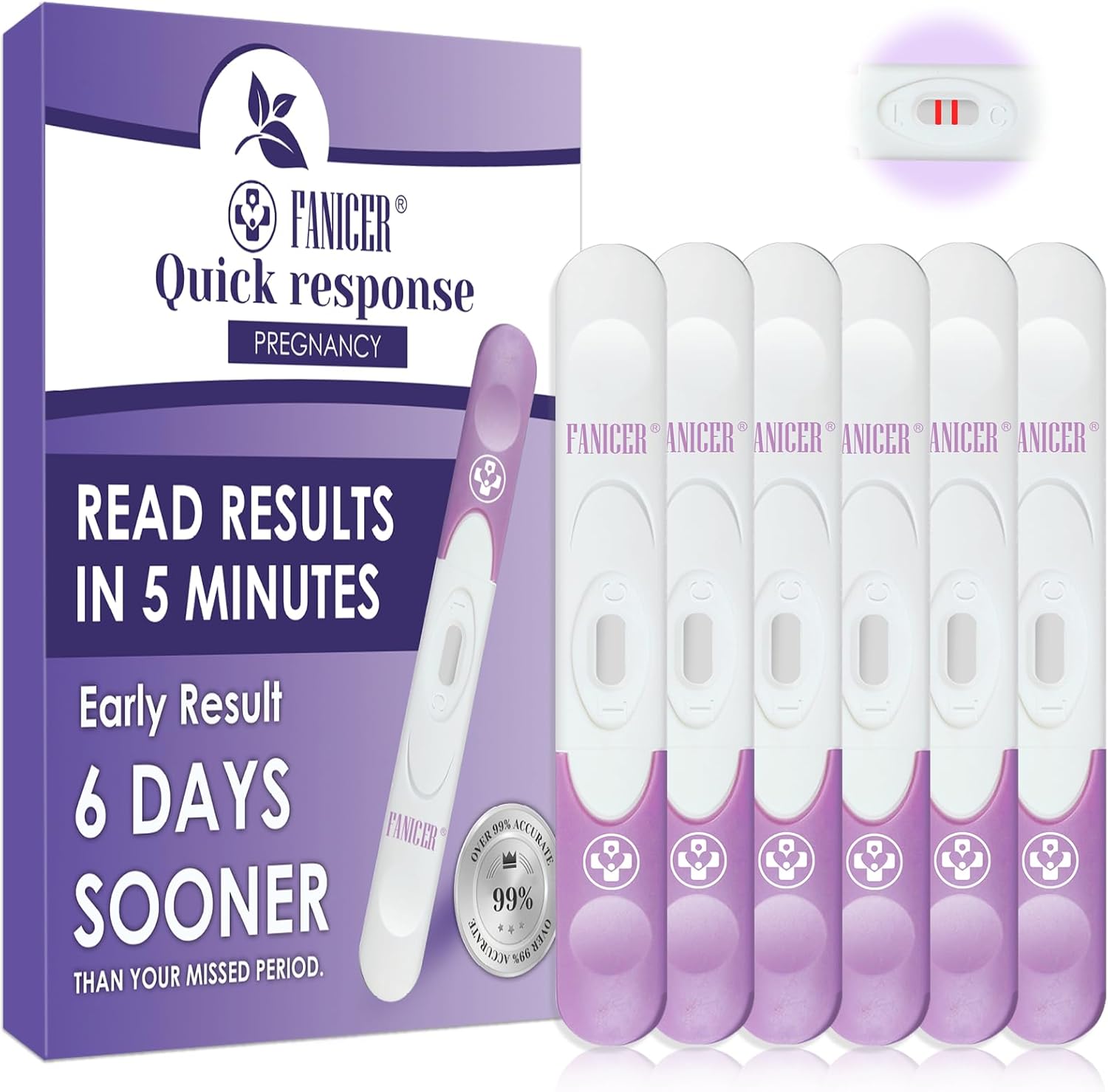 6 x Pregnancy Tests, Fast Response Pregnancy Test, Early Detection Test, Early Family Planning, Pregnancy Test Quick Result, Easy Detection (Purple)