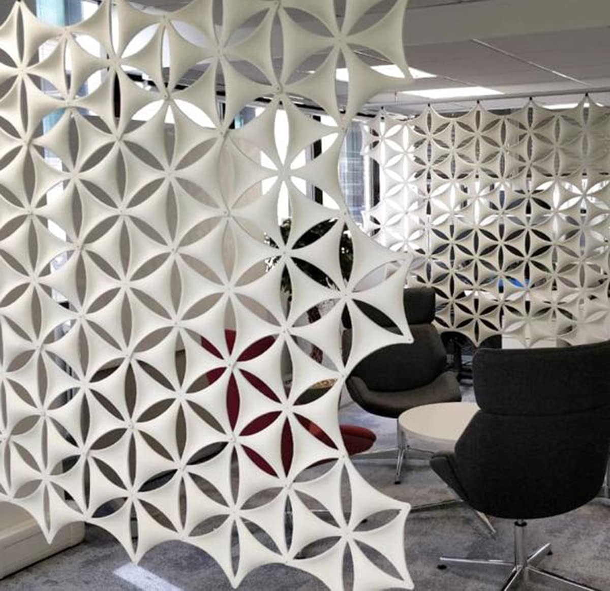 OSHIYINN White 3D Flower Venus 14"x12" Hanging Room Divider Panel Felt Fiber Surface High Density Polyester Fiber Board Cut Room Partition Home Decoratio(12 Pcs)