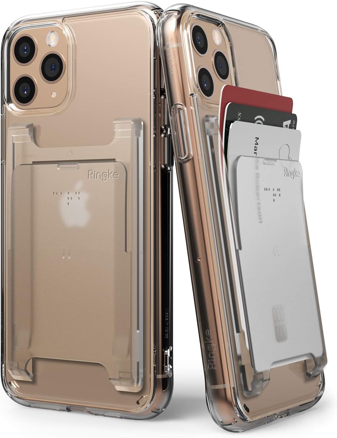 Ringke Slot Card Holder [1 Pack] Minimalist Adhesive Wallet for Phone Cases, Slim Hard PC Stick On Card Slot for Credit Card, ID, etc. - Clear Mist