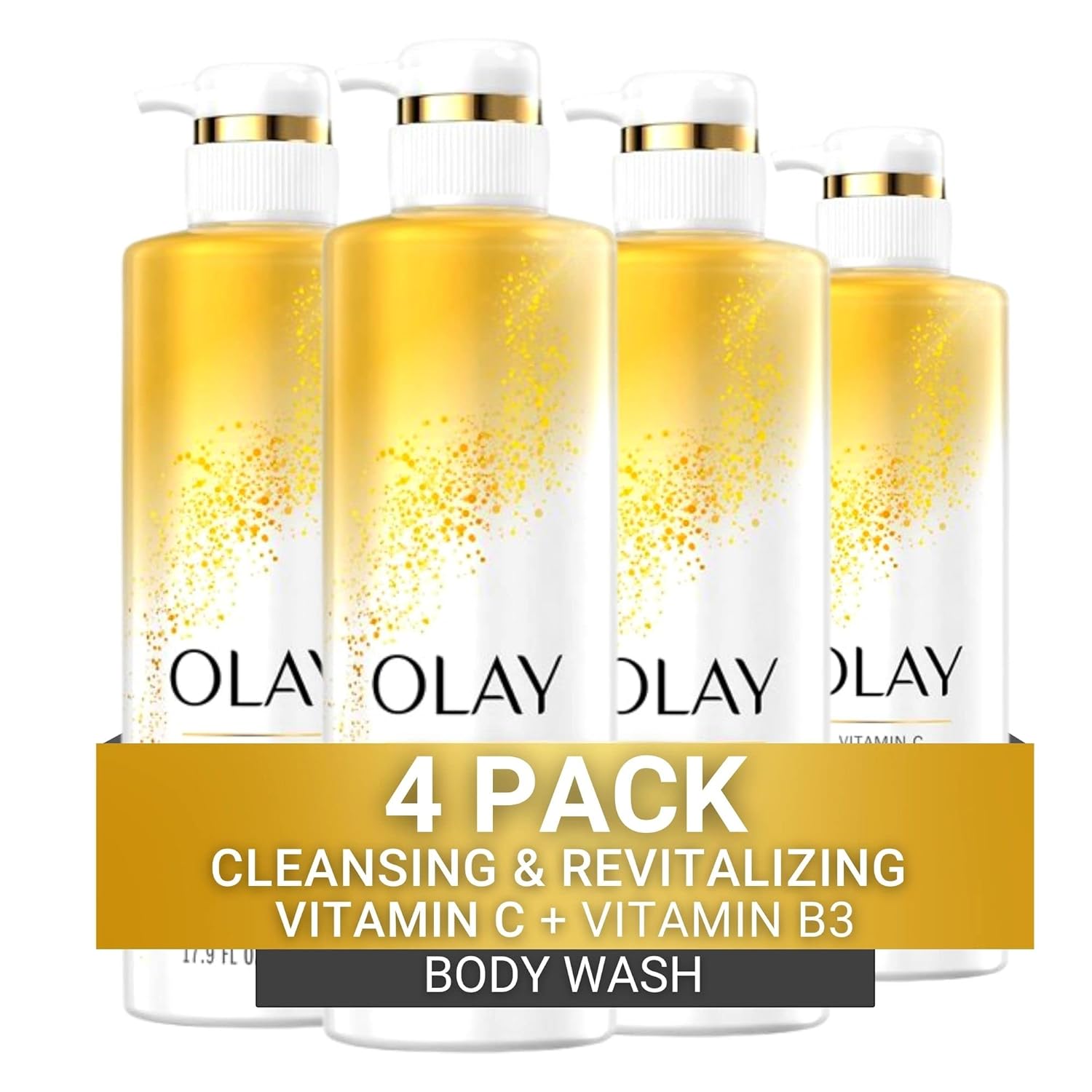 Olay Body Wash Cleansing & Revitalizing for Women, Advanced Formula with Vitamin C & Vitamin B3 Complex, 20 fl oz (Pack of 4)