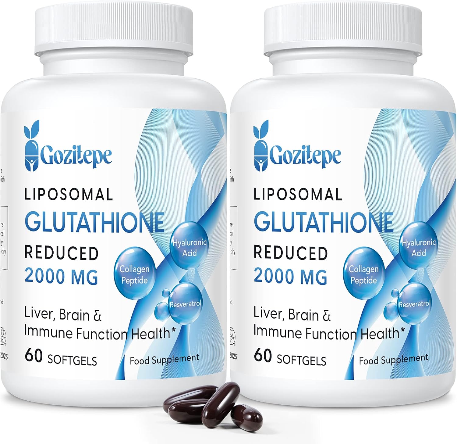 Gozitepe Liposomal Glutathione 2000mg, Reduced Glutathione Supplement