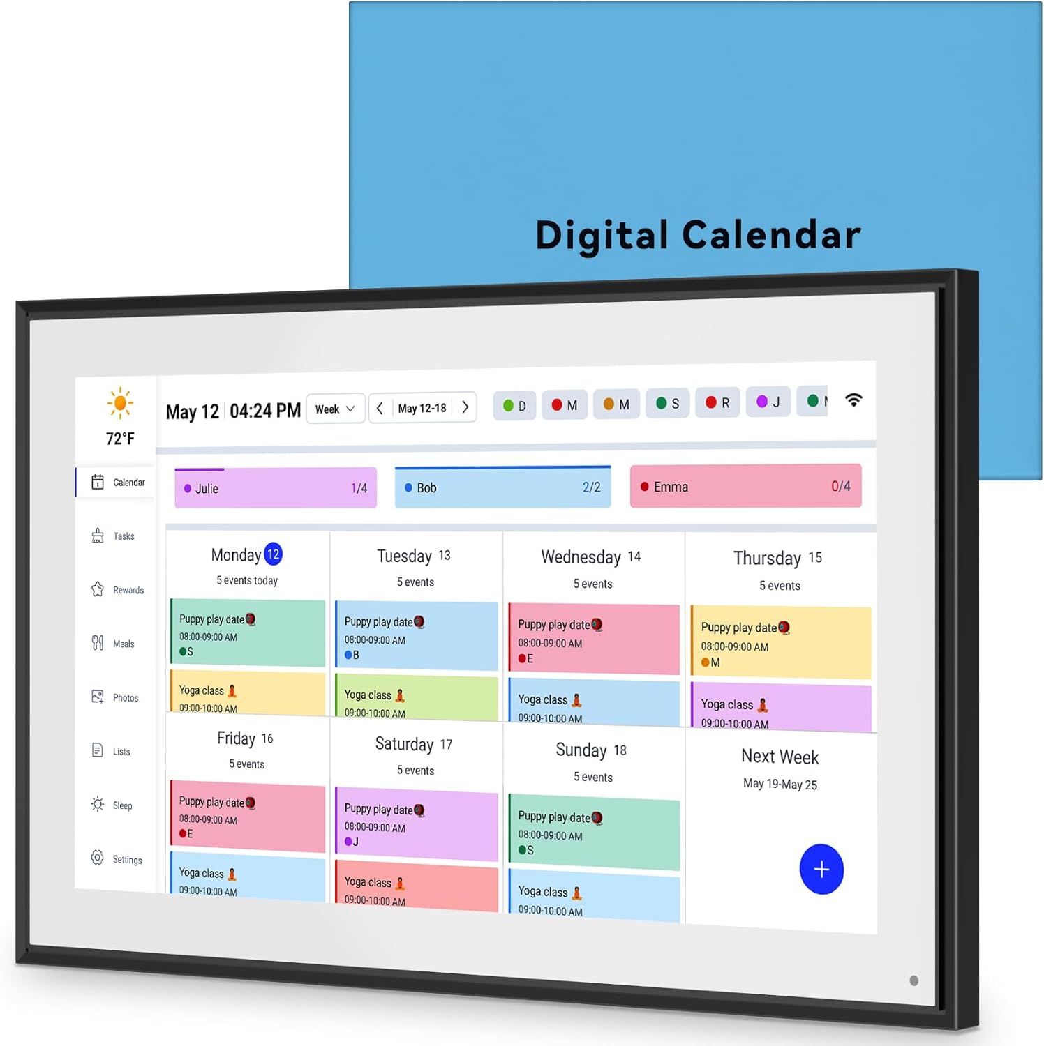 15.6 Inch Digital Calendar&Chore Chart, 1920 * 1080P Full HD Touchscreen Interactive Display Smart Family Planner, Wall and Desk Mountable, Great for Organizing Your 2025 Calendar
