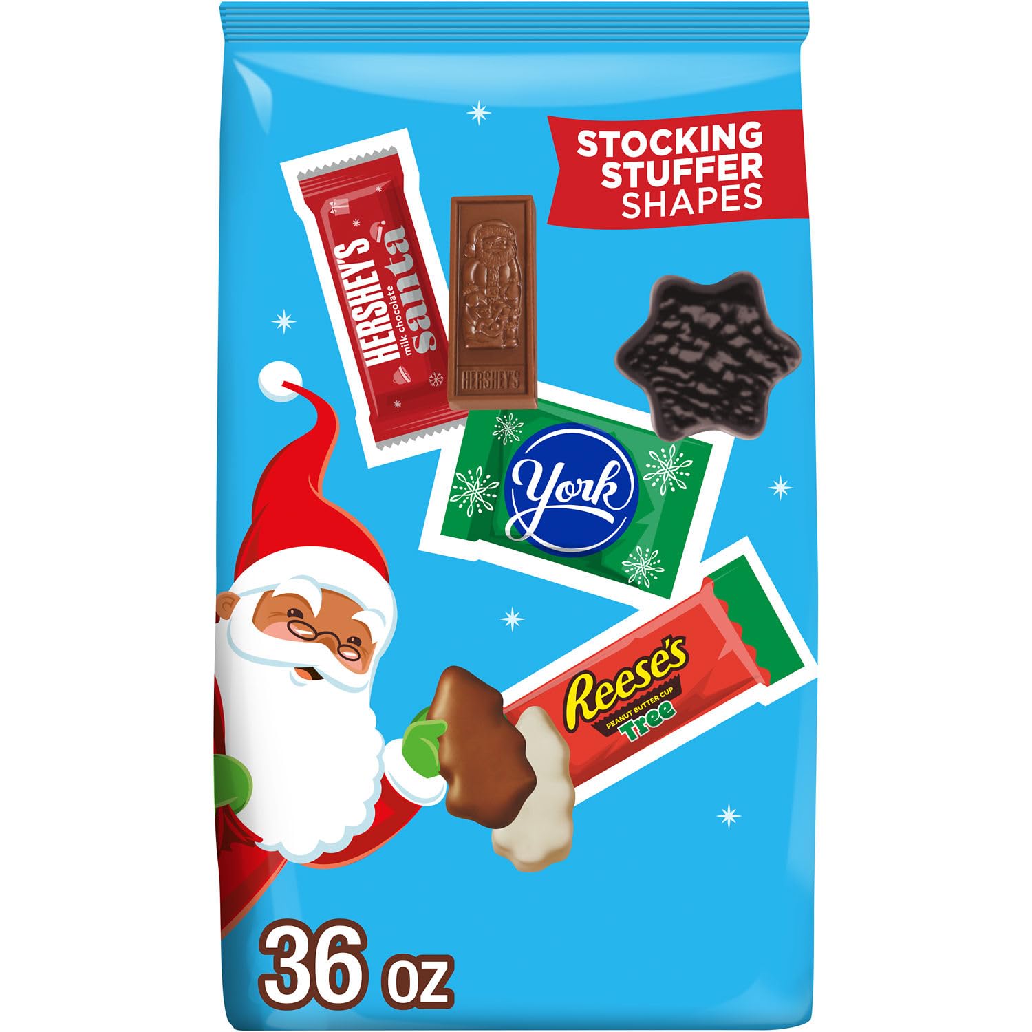 HERSHEY'S, REESE'S and YORK Assorted Chocolate, Christmas Candy Bulk Bag, 36 oz