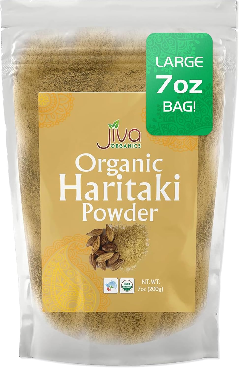 Jiva Organics Organic Haritaki Powder 7 Ounce - 100% Pure USDA Certified Non GMO