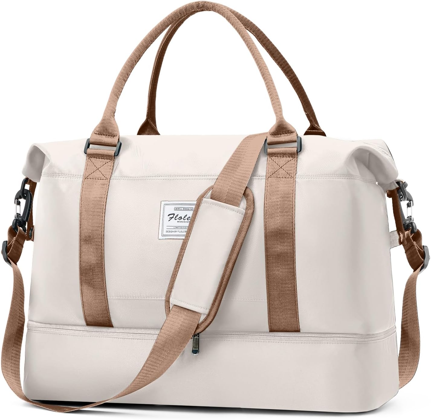 for Easyjet Airlines Underseat Cabin Bag 45X36X20 Weekend Overnight Carry on Holdall for Women Travel Duffel Sport Gym Tote Mum Hospital Bags with Wet Pocket,E10-beige Brown