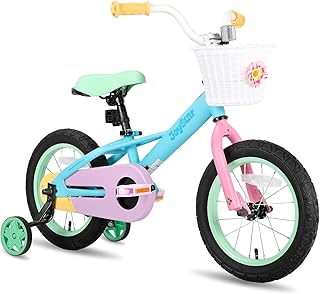 JOYSTAR 12 14 16 Inch Kids Bike for 2-7 Years Girls 33-53 Inch Tall, Toddler Girl Bike with Training Wheels, Rainbow Bikes, Children Bicycle, Macaroon
