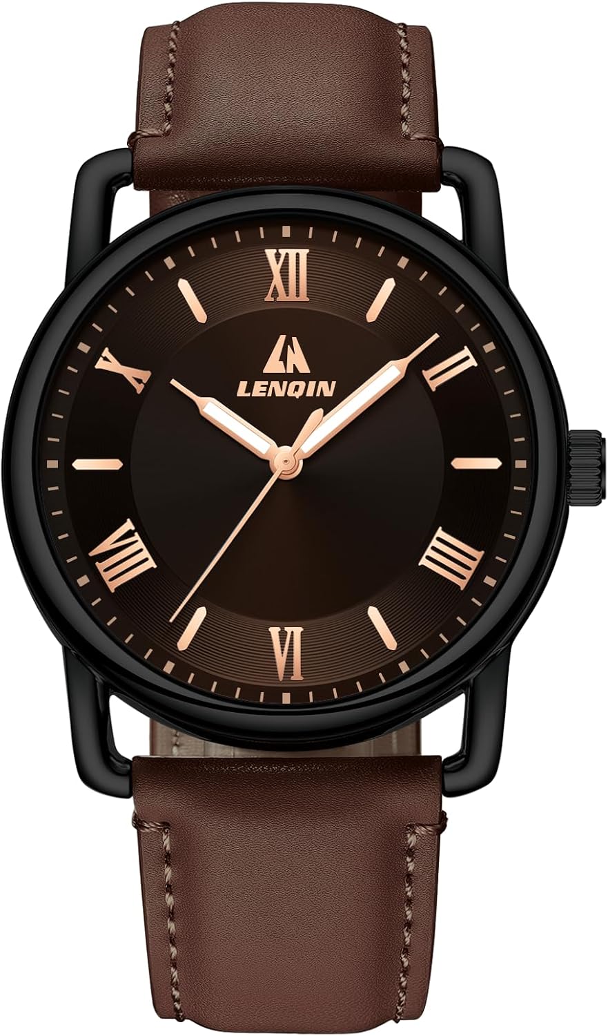 LN LENQIN Mens Watches Leather Watch Analog Quartz Watches Men 30M Waterproof Men's Wrist Watches Fashion Business Watch for Man