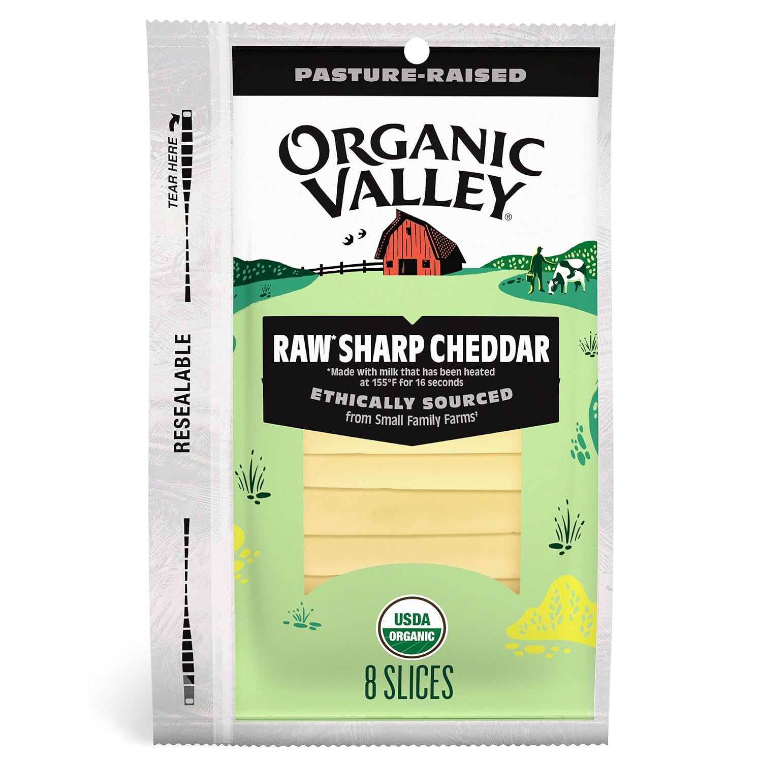 Organic Valley Organic Raw Sharp Cheddar Cheese Slices, 6 oz