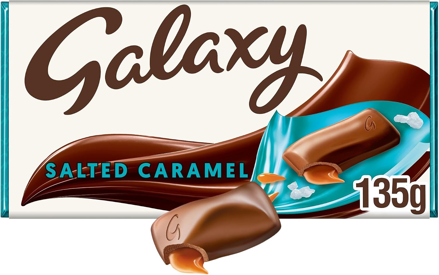 Galaxy Salted Caramel Pieces Smooth Milk Chocolate Sharing Bar 135g | Salted Caramel with Indulgent Milk Chocolate Sharing Treats, Ideal for Movie Night Sweets, Candy Gifts & Party Essentials