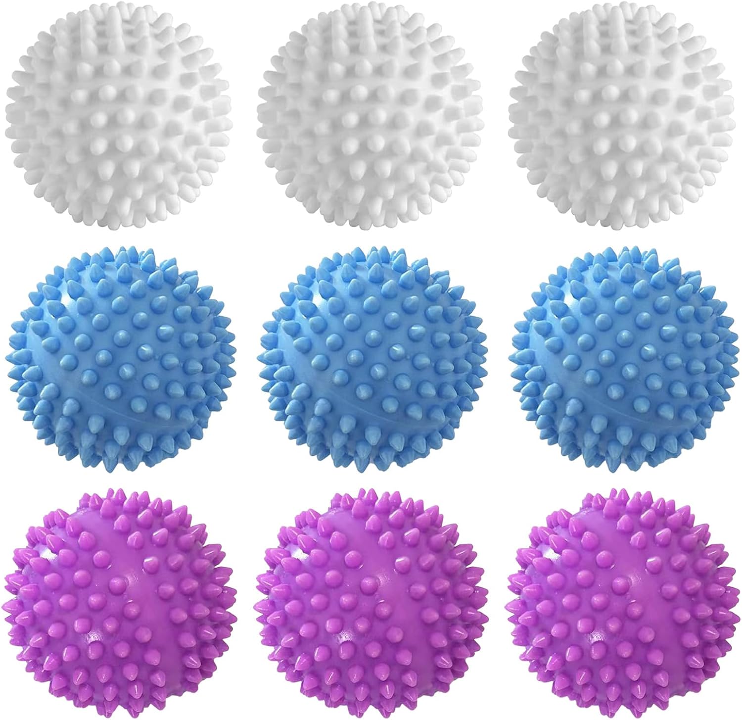 9 Pack Drying Balls for Tumble Dryer, Blue, White and Purple Laundry Balls for Washing Machine, Efficient Tumble Dryer Balls, Dryer Balls for Laundry for Home Laundry and Dry Cleaning