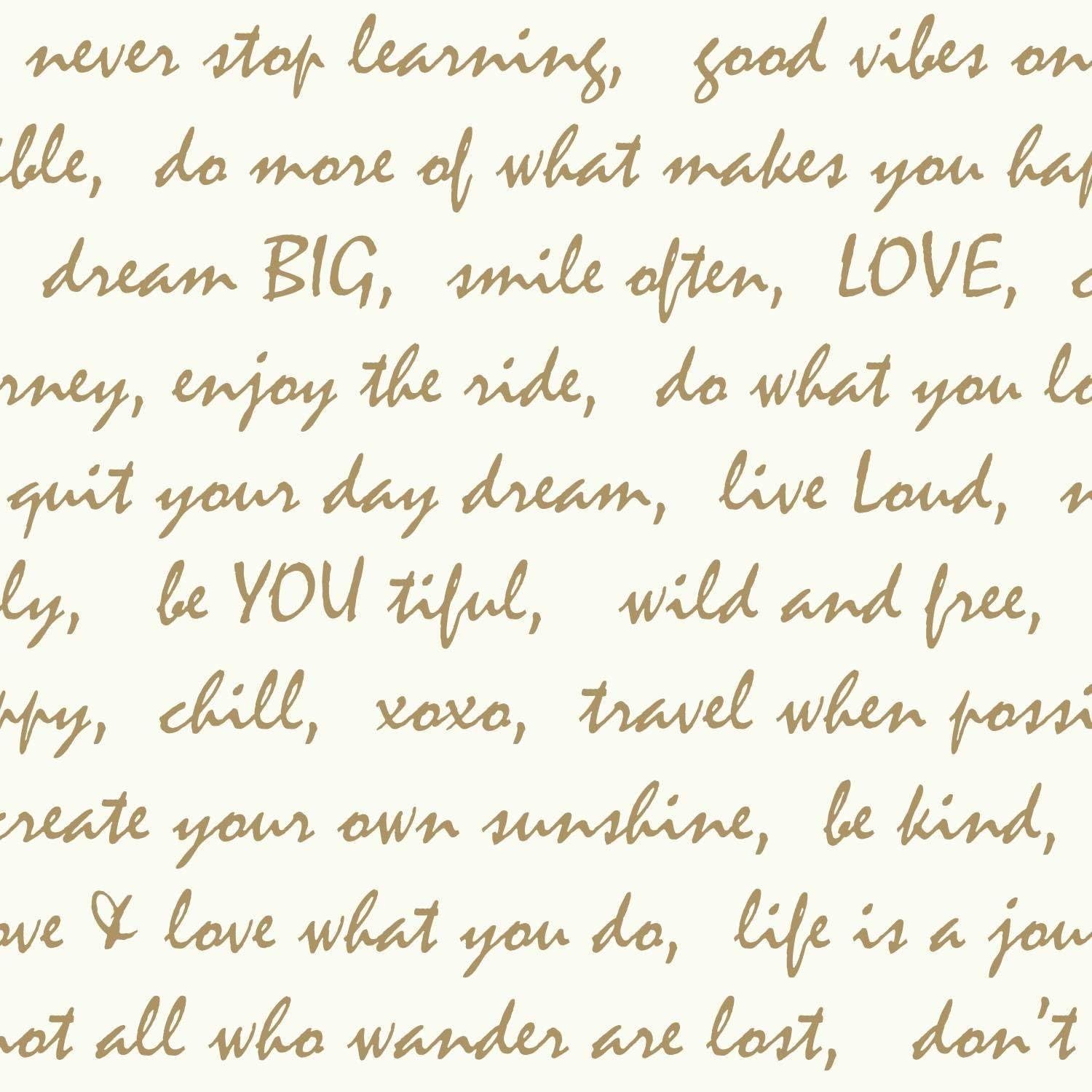 RoomMates RMK9006WP Gold Dream Big Script Peel and Stick Wallpaper 20.5" x 16.5 feet