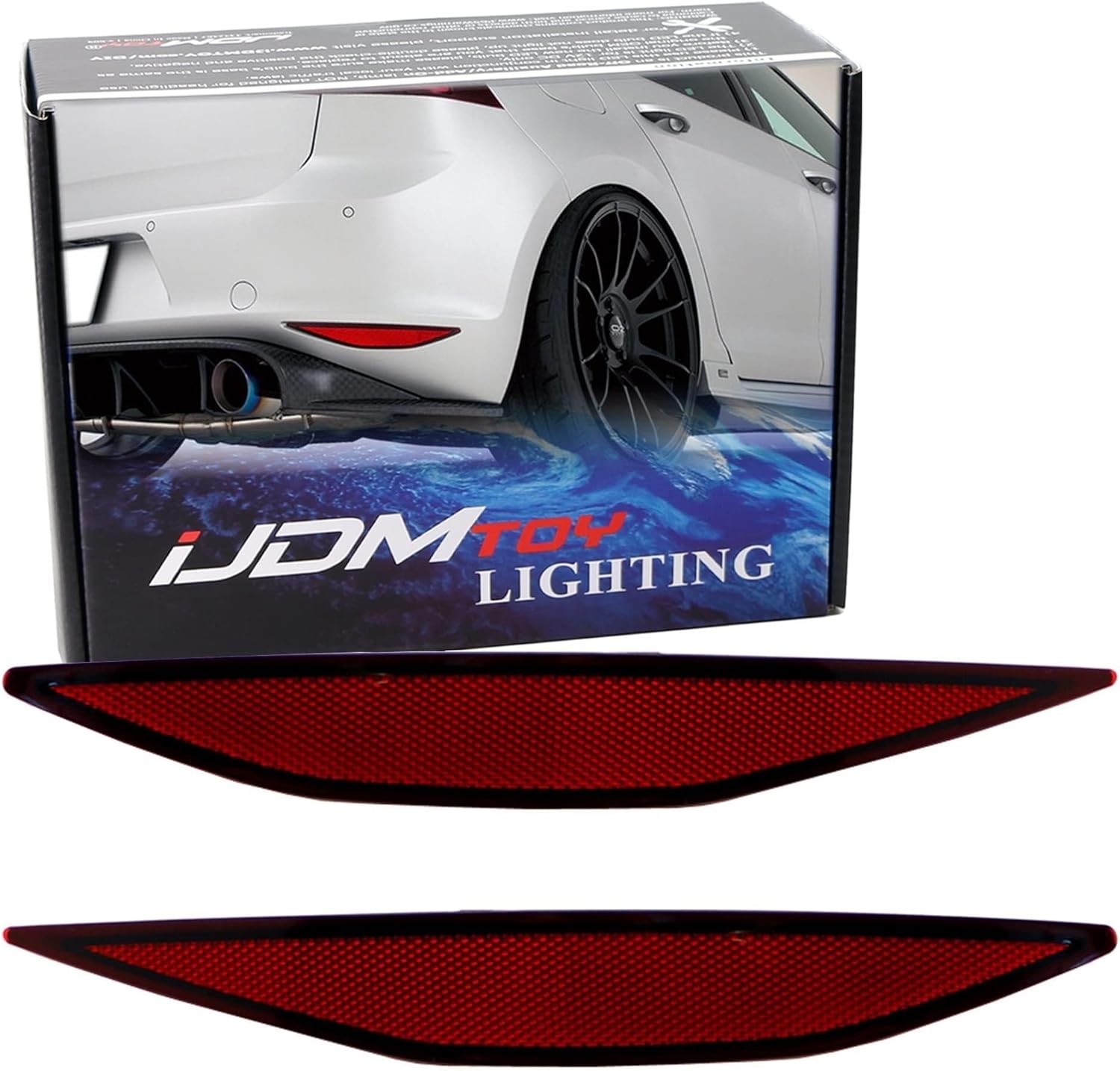 iJDMTOY Dark Red Lens Rear Bumper Reflector Lenses Compatible With Volkswagen 2015-2019 MK7 GTI, e-Golf, Golf-R, OE-Spec LH RH Assembly