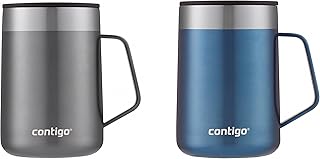 Contigo Streeterville Stainless Steel Travel Mug with Splash-Proof Lid, Sake;Blue Corn, 14 Ounces, 2-Pack