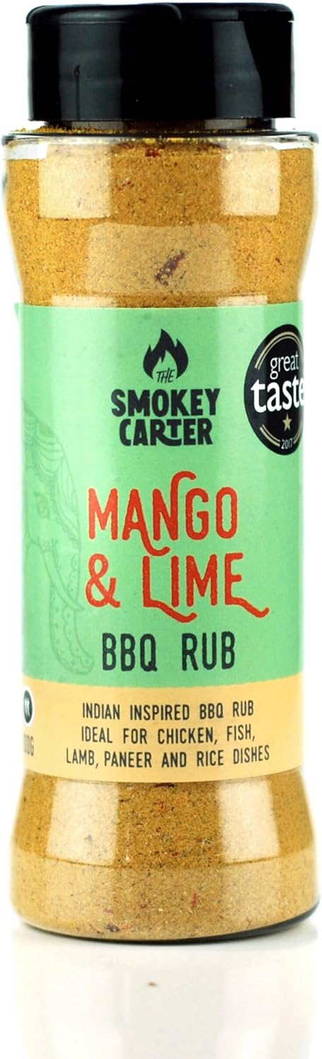 Spiced Mango & Lime BBQ Rub Shaker | The Smokey Carter - 2017 Great Taste Award Winner | Tasty Indian Inspired Seasoning | Ideal for Barbecue Chicken & Kebabs