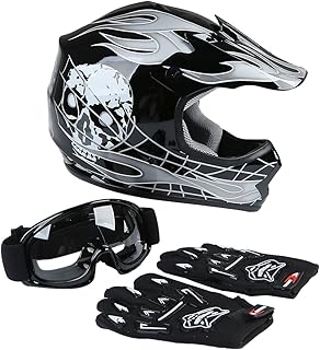 XFMT DOT Youth Kids Motocross Offroad Street Dirt Bike Helmet W/Goggles Gloves ATV Mx Skull Helmet