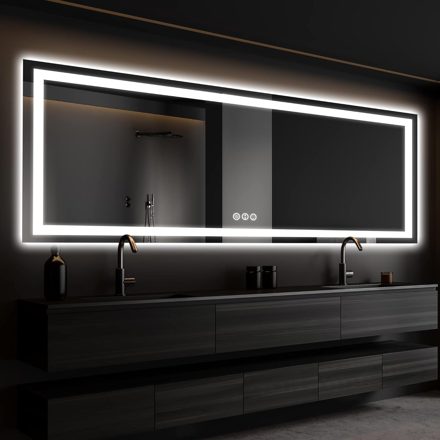 ISKM 72''x32'' Large led Lighted Bathroom Mirror Front and Backlight Mirror for Wall LED Bathroom Mirror Waterproof and Shatter-Proof Makeup Mirror