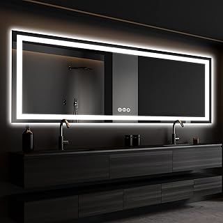 ISKM 72''x32'' Large led Lighted Bathroom Mirror Front and Backlight Mirror for Wall LED Bathroom Mirror Waterproof and Shatter-Proof Makeup Mirror