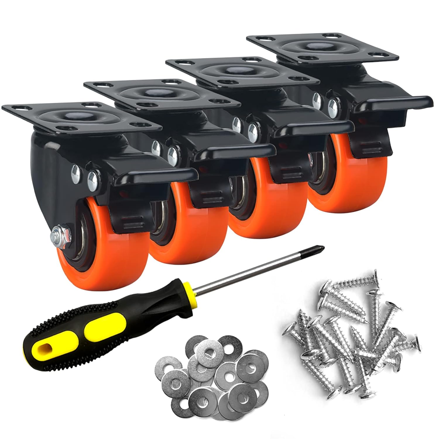 2" Caster Wheels Set of 4, Heavy Duty with Brake