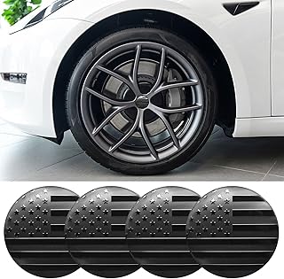 4PCS Wheel Center Caps Sticker with American Flag Design, 56mm Car Decorations Wheel Center Caps Emblem for Rims, 2.2 Inch Car Exterior Accessories Waterproof & Rustproof Wheel Hub Cap Decals
