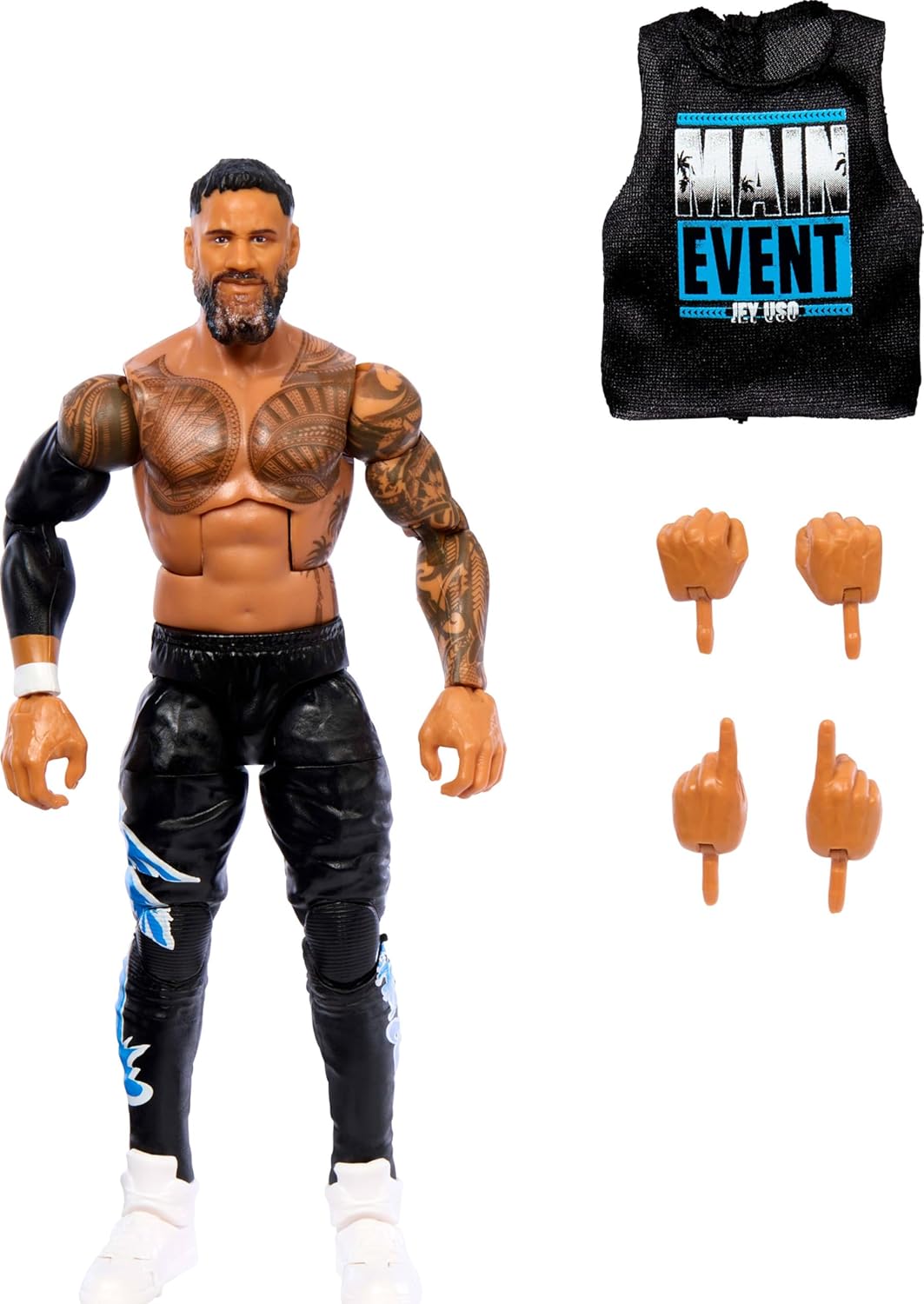 Mattel WWE Top Picks Elite Action Figure & Accessories Set, Jey USO 6-inch Collectible with Swappable Hands, Ring Gear & 25 Articulation Points