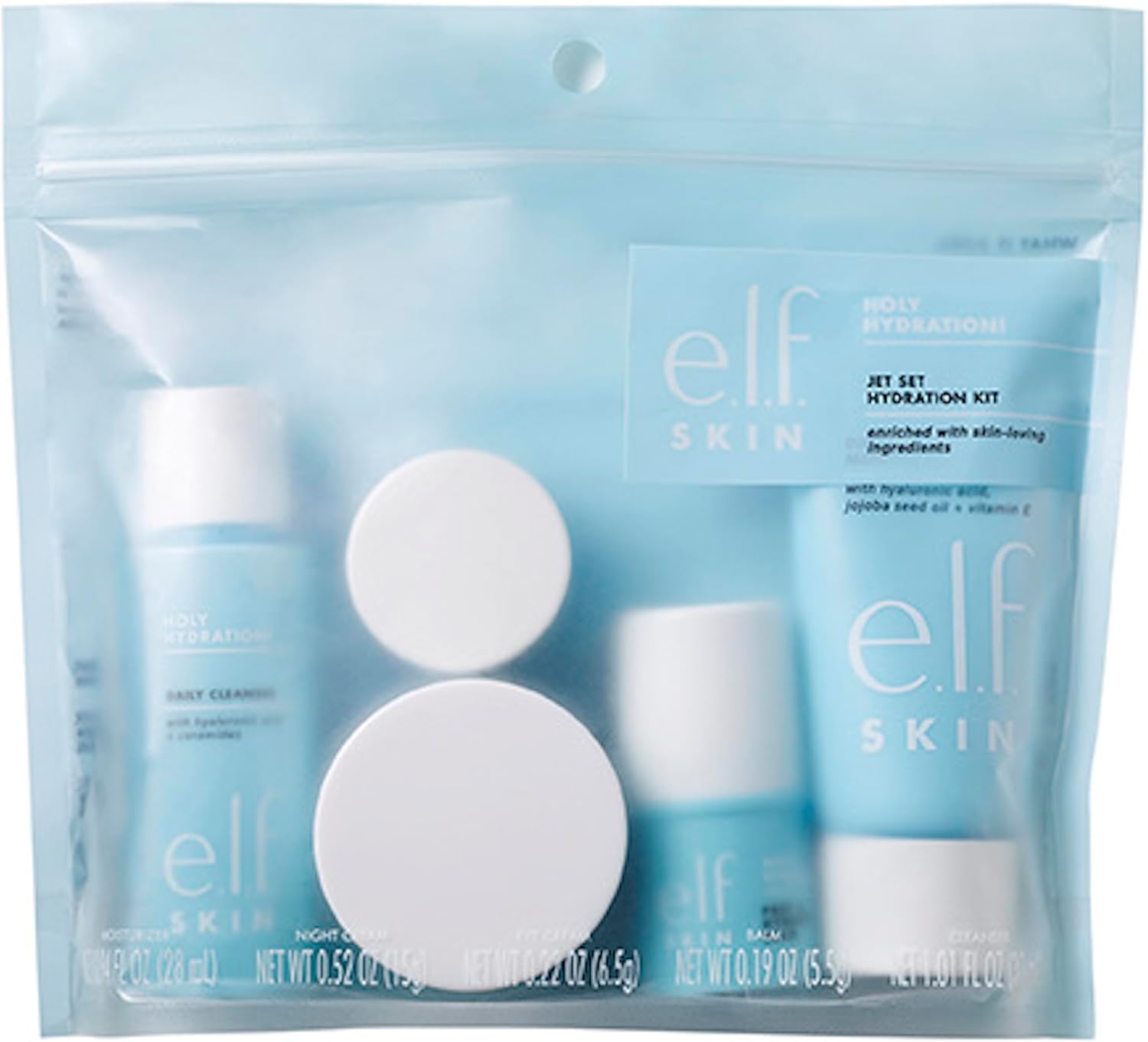 e.l.f. SKIN Jet Set Hydration Kit, Travel Friendly Hydrating Skincare Set, Face Cleanser, Balm, Moisturiser, Eye Cream and Night Cream, Vegan and Cruelty-Free